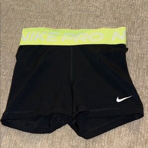 Nike Black and Yellow Pro Shorts